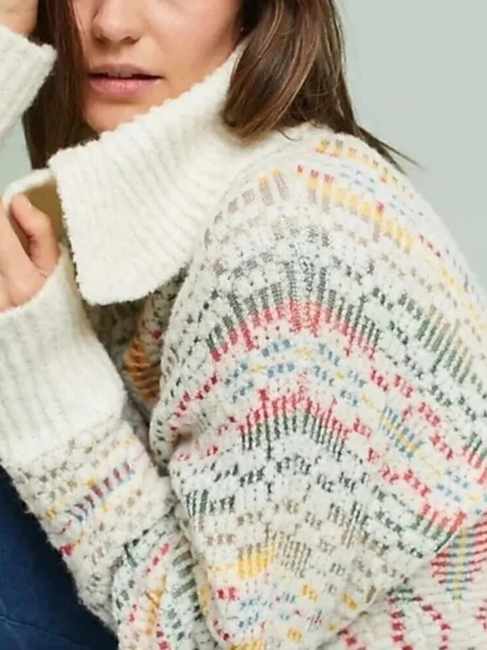 Anthropologie Sleeping on Snow Chalet Jacquard Sweater Cozy Winter Size XS